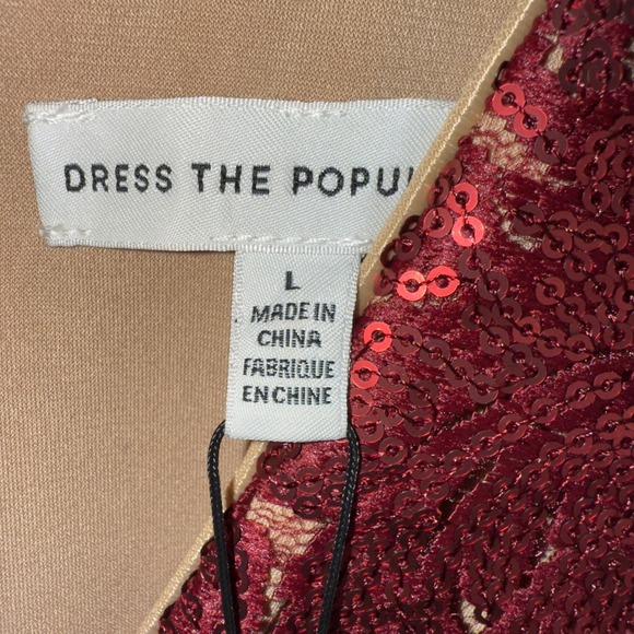 Dress‎ The Population Size Large Burgundy Red Sequin Cocktail Dress NWT - Picture 4 of 8